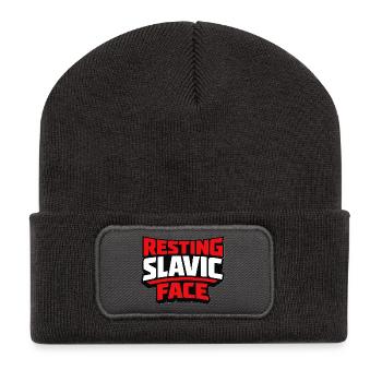 Resting Slavic Face Osteuropa Spruch - Recycelte Patch Beanie - Dunkelgrau - Vorne