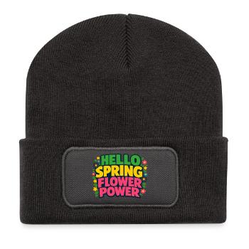 Bonjour Printemps Flower Power Dicton du printemps - Beanie recyclé à patch - charbon - Devant