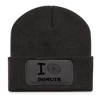 i love donuts - Recycled Patch Beanie - dark grey - Front