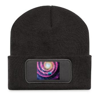 Galaxie rose - Beanie recyclé à patch - charbon - Devant