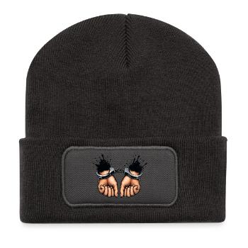 Conception de la rébellion des mains liées - Beanie recyclé à patch - charbon - Devant
