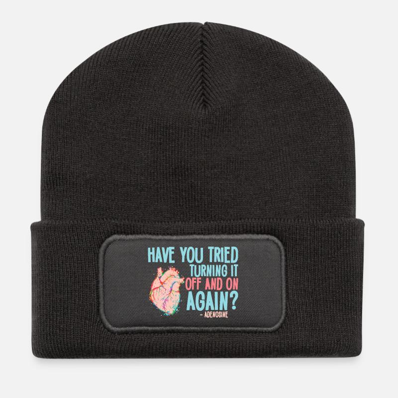 Herzkreis: Schalte ihn aus und wieder ein - Recycelte Patch Beanie - Dunkelgrau