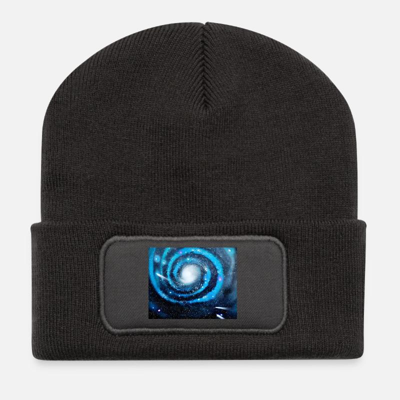Blaue Galaxie - Recycelte Patch Beanie - Dunkelgrau