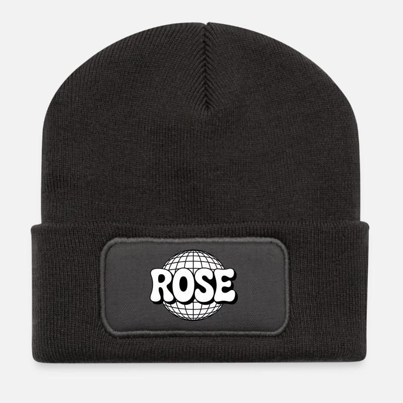 Rosa Disco-Kugel - Recycelte Patch Beanie - Dunkelgrau