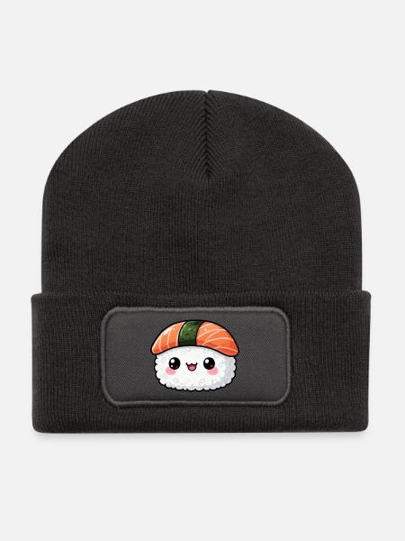 Kawaii Sushi Japan Essen Asien Weihnachts Geschenk - Recycelte Patch Beanie - Dunkelgrau