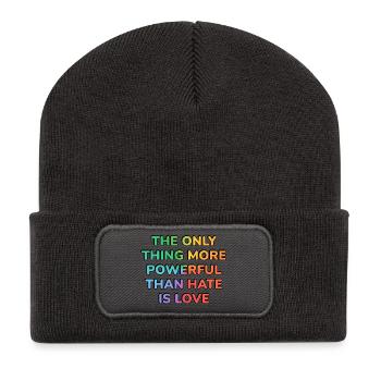 The Only Thing More Powerful Than Hate Is Love - - Recycled Patch Beanie - dark grey - Front