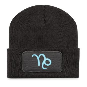 Capricorn Zodiac Sign Symbol Pastel Blue - Recycled Patch Beanie - dark grey - Front