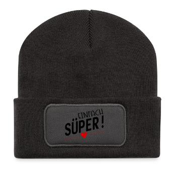 Süper - Recycelte Patch Beanie - Dunkelgrau - Vorne