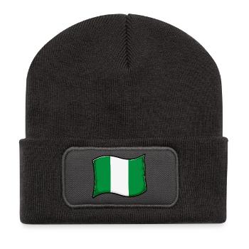 Nigeria Flag Graphic Print - Recycled Patch Beanie - dark grey - Front