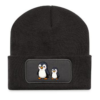 Pixel Penguin Duo - Recycled Patch Beanie - dark grey - Front