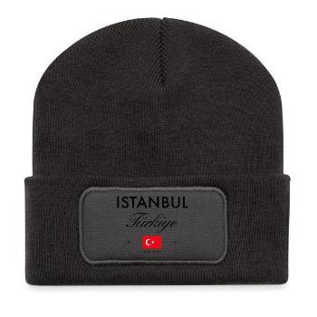 Istanbul Turkey Coordinates Travel Souvenir - Recycled Patch Beanie - dark grey - Front