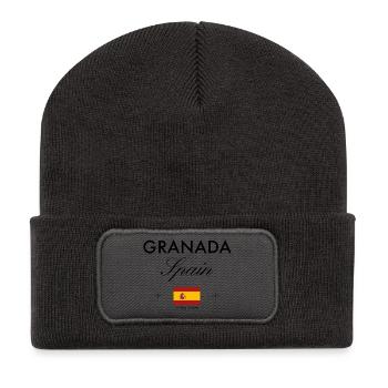 Granada Spanien Koordinaten Reise Souvenir - Recycelte Patch Beanie - Dunkelgrau - Vorne