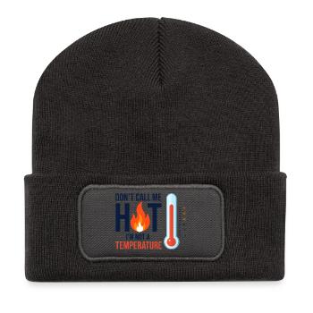 Nenn mich nicht heiß, ich habe keine Fieber - Recycelte Patch Beanie - Dunkelgrau - Vorne