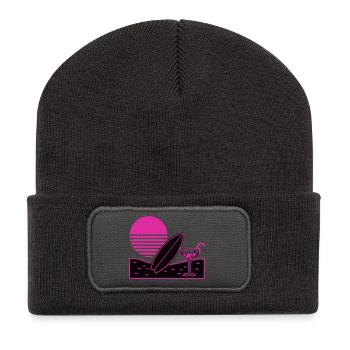 Surfbrett Cocktail Strand Logo - Recycelte Patch Beanie - Dunkelgrau - Vorne