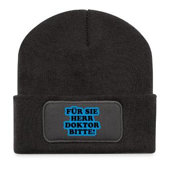 Für Sie Herr Doktor bitte | Promoviert - Beanie recyclé à patch - charbon - Devant
