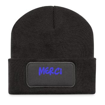 VIELEN DANK. GELIEBTE. MEISTER. DANKE, HERRIN - Recycelte Patch Beanie - Dunkelgrau - Vorne