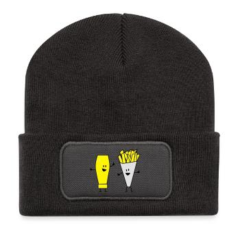 mayonnaise french fries - Recycelte Patch Beanie - Dunkelgrau - Vorne