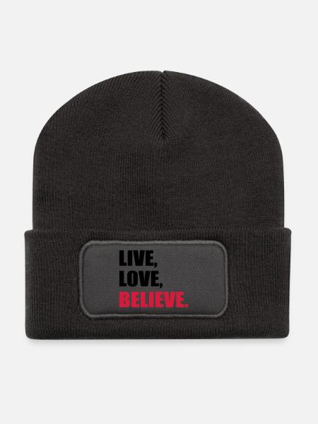 Glaube - Recycelte Patch Beanie - Dunkelgrau