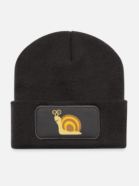 Schnecke Geschenk - Recycelte Patch Beanie - Dunkelgrau
