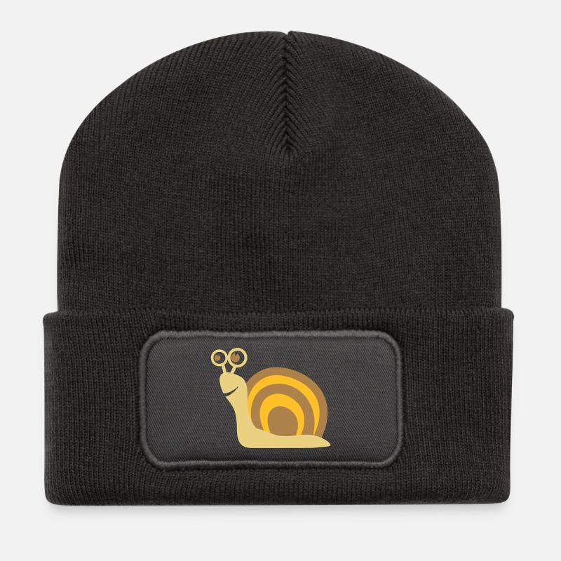 Schnecke Geschenk - Recycelte Patch Beanie - Dunkelgrau