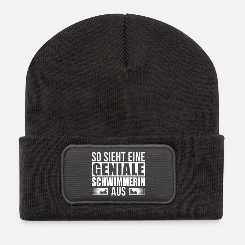 Geniale Schwimmerin - Recycelte Patch Beanie - Dunkelgrau