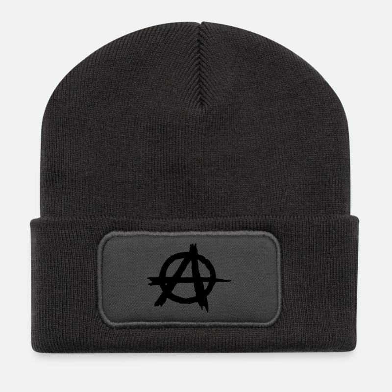 anarchie - Beanie recyclé à patch - charbon