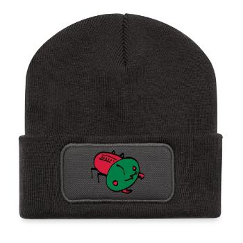 bug color VEKTOR Insekt Krabbeltier - Recycelte Patch Beanie - Dunkelgrau - Vorne