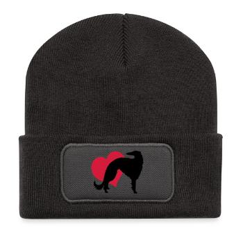 Borzoi my love - Recycled Patch Beanie - dark grey - Front
