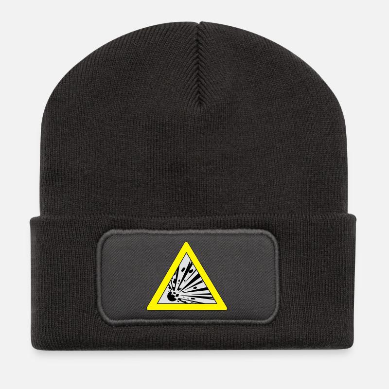 Verkehrsschild Explosion - Recycelte Patch Beanie - Dunkelgrau