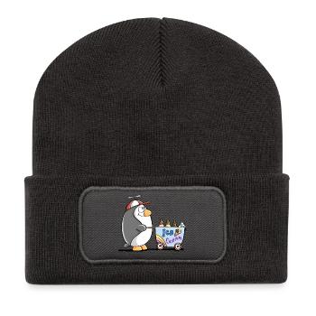 Pinguin Als Eisverkäufer - Eis - Recycelte Patch Beanie - Dunkelgrau - Vorne