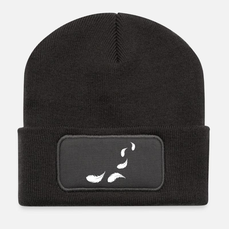 plumes volantes blanches - Beanie recyclé à patch - charbon