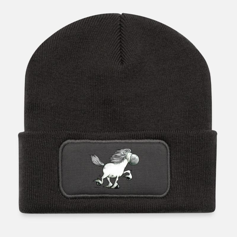 Drolliger Isländer - Islandpferd - Isi - Recycelte Patch Beanie - Dunkelgrau