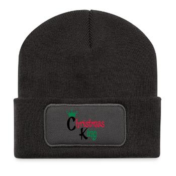 weihnachten - Recycelte Patch Beanie - Dunkelgrau - Vorne