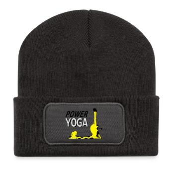 Power Yoga Giraffe - Kerze (Vektor) - Recycelte Patch Beanie - Dunkelgrau - Vorne