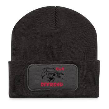 4x4 Offroad Jeep T-Shirt - Recycelte Patch Beanie - Dunkelgrau - Vorne