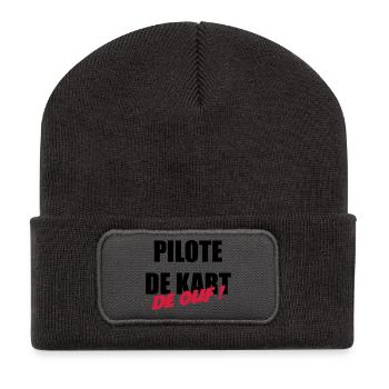 Go-Kart / Karting / Kart / Fahrer - Recycelte Patch Beanie - Dunkelgrau - Vorne