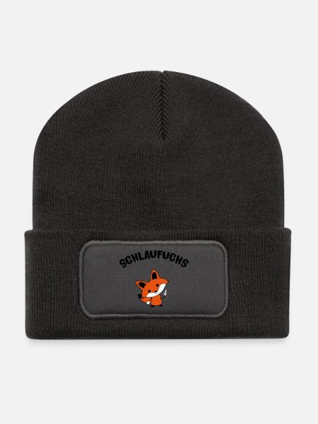 schlaufuchs_02 - Recycelte Patch Beanie - Dunkelgrau