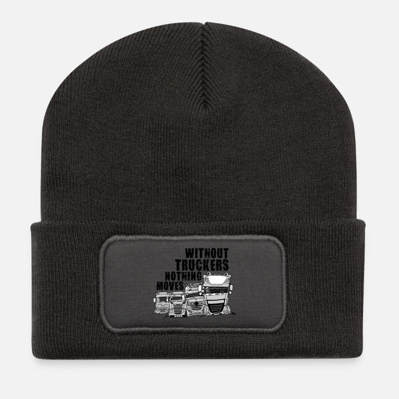 0911 sans camionneurs rien ne bouge - Beanie recyclé à patch - charbon