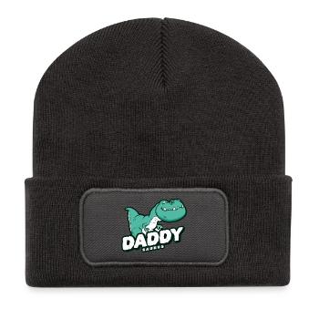 Dinosaur dad father fatherhood - Recycled Patch Beanie - dark grey - Front