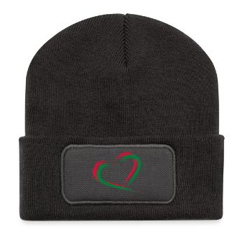 Drapeau de brosse de coeur des Maldives - Beanie recyclé à patch - charbon - Devant