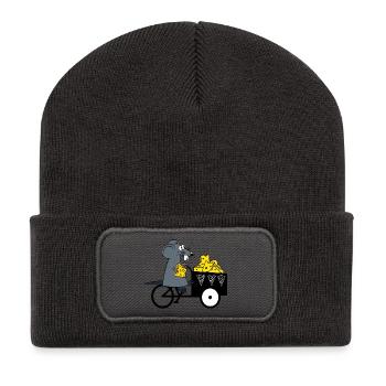 Maus Käse Lieferant - Recycelte Patch Beanie - Dunkelgrau - Vorne