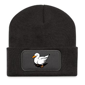 Coole Ente - Badeente - Vogel - Quietscheente - Recycelte Patch Beanie - Dunkelgrau - Vorne