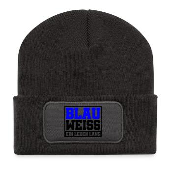Blau Weiss ein Leben Lang | Farben änderbar - Recycelte Patch Beanie - Dunkelgrau - Vorne
