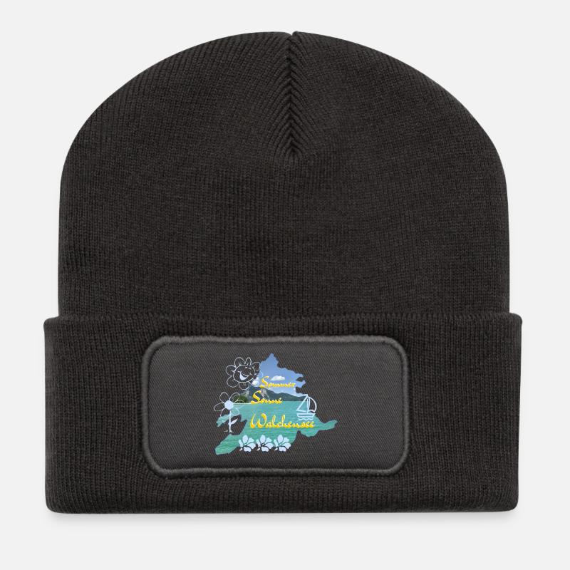 Sommer Sonne Walchensee - Recycelte Patch Beanie - Dunkelgrau