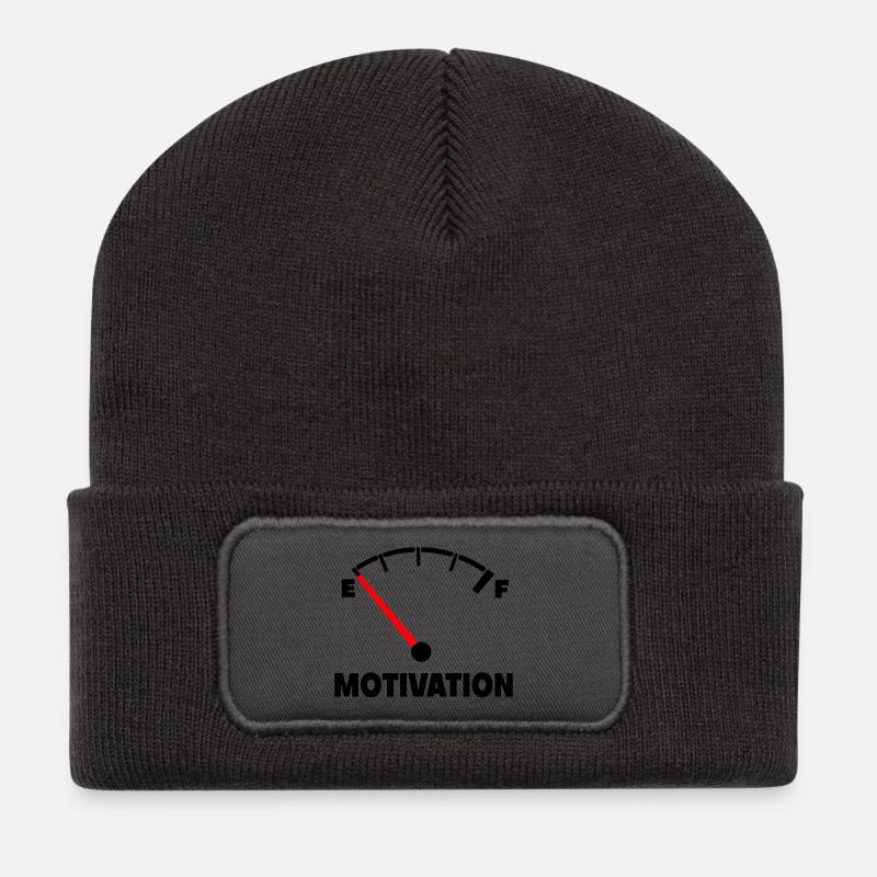 Die Motivation ist bei Null. Nachfüllen so * - Recycelte Patch Beanie - Dunkelgrau