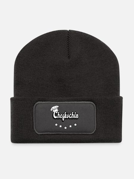 Chefköchin Design - Recycelte Patch Beanie - Dunkelgrau