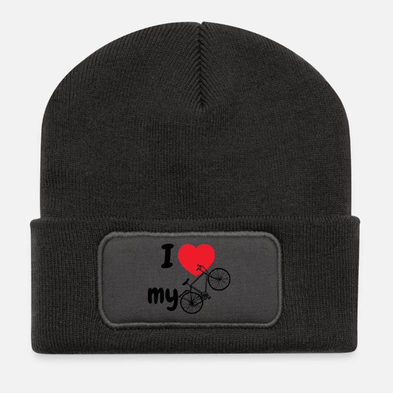 Ich liebe mein Fahrrad - Recycelte Patch Beanie - Dunkelgrau