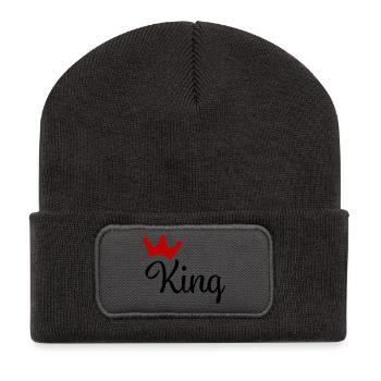 King with Crown - Recycled Patch Beanie - dark grey - Front