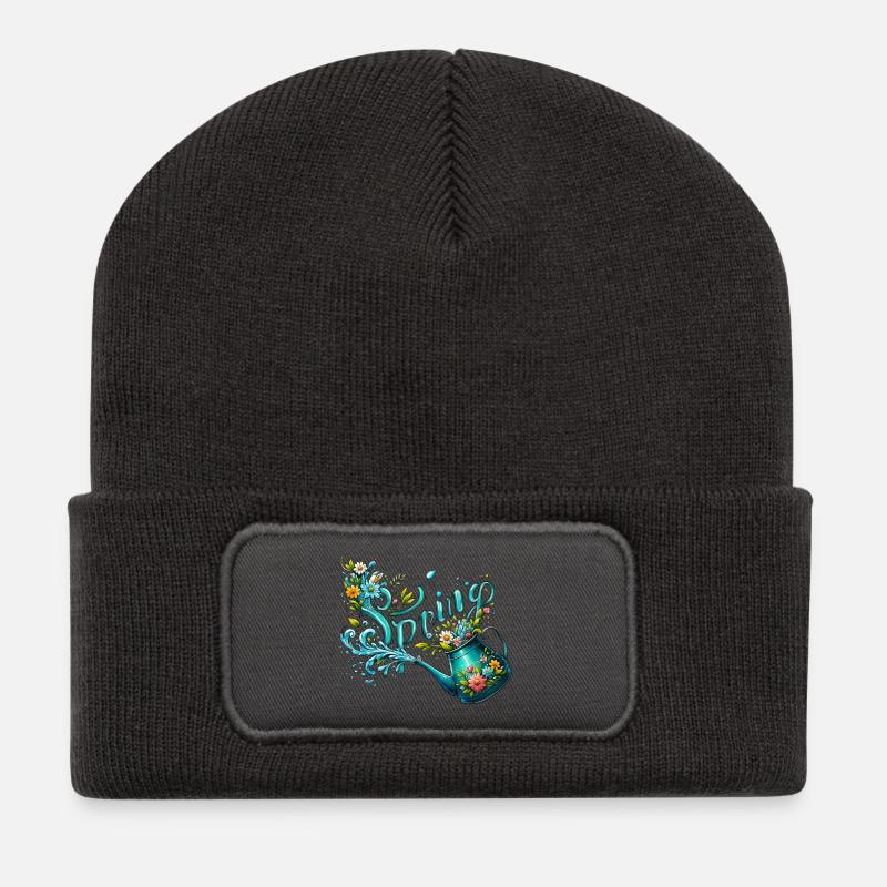 spring gießkanne let it grow frühling blumen - Recycelte Patch Beanie - Dunkelgrau
