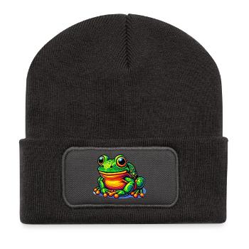 Grenouille - Beanie recyclé à patch - charbon - Devant